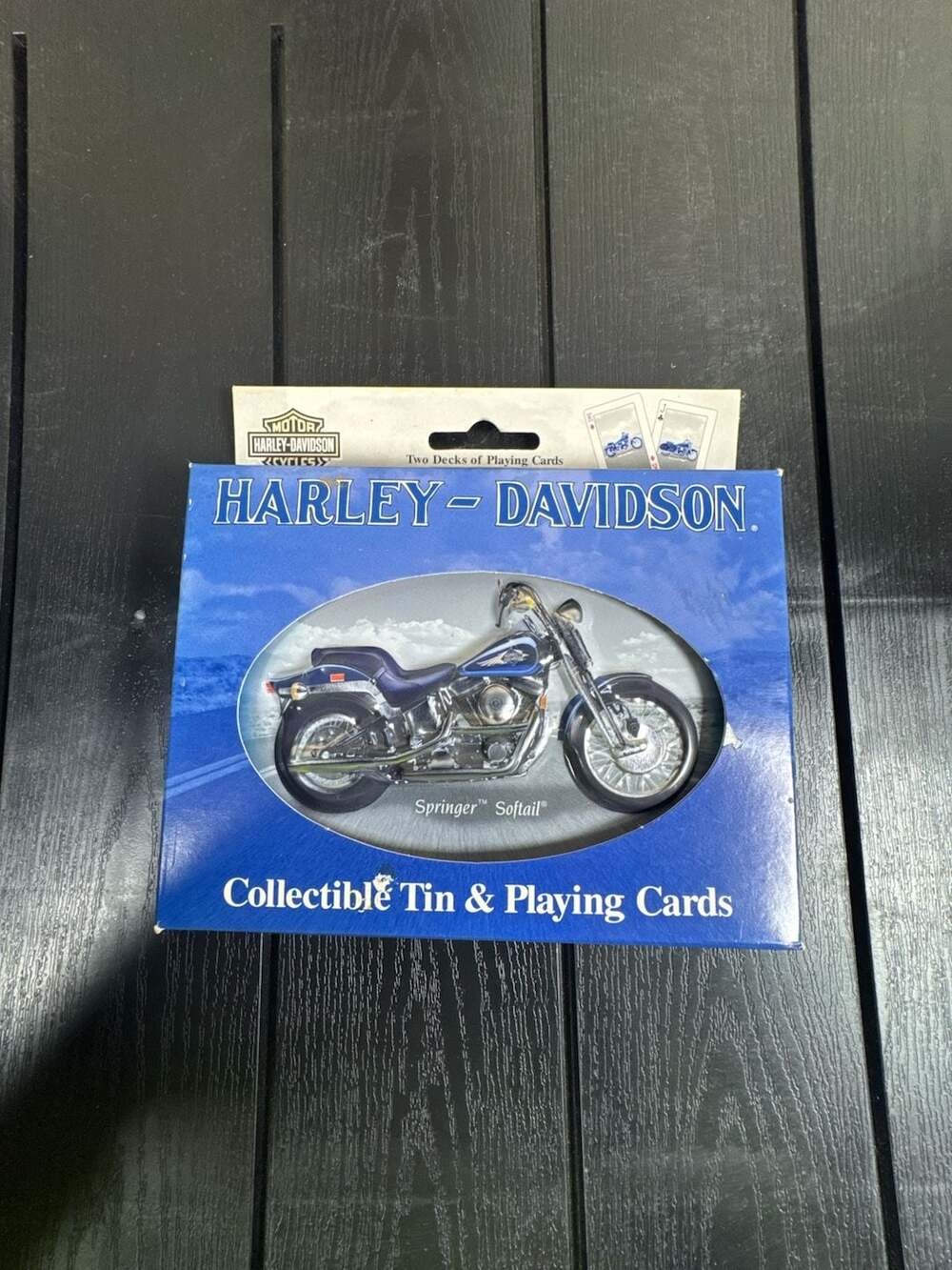 Harley-Davidson Springer Softail Collectible Tin & Two Decks of Playing Cards